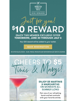 Bonefish Grill - Enjoy a $10 Reward – Tomorrow through 7/6!