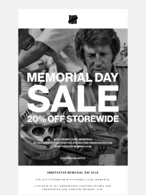 Undefeated - UNDEFEATED Memorial Day Sale