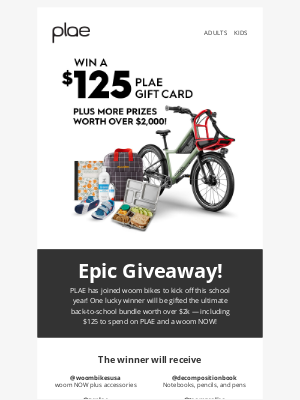 plae - Chance to WIN PLAE + woom bike + more!