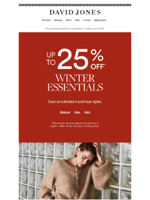 David Jones (Australia) - Up to 25% Off Winter Essentials