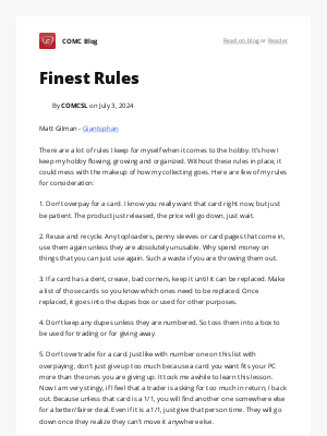 COMC - Finest Rules