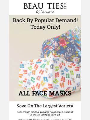 Beau Ties Ltd - 25% Off Masks - For Those Who Missed Out!