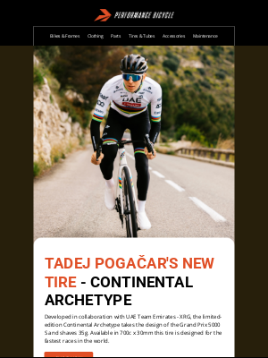 Performance Bicycle - Tadej Pogačar's New Tire - Continental Archetype!