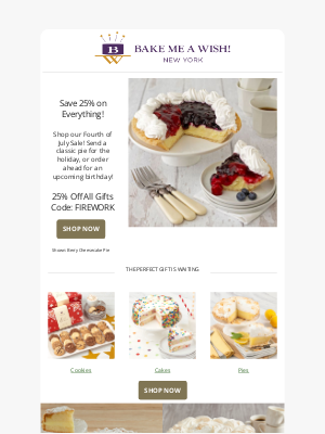 Bake Me A Wish! - 25% Off Everything - Shop Our Fourth of July Sale!