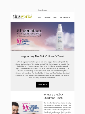 This Works (United Kingdom) - This Works supports The Sick Children's Trust