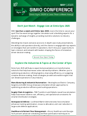 Simio Software - Find Solutions in Your Industry at Simio Sync 2025