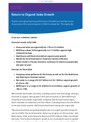 Merck KGaA - Return to Organic Sales Growth