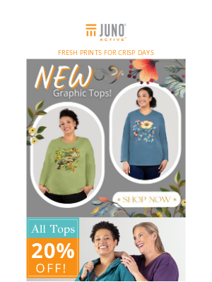 JunoActive - Fall Refresh: New Graphic Tees & Tops, Now on Sale