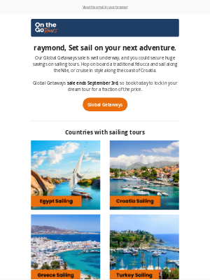 On The Go Tours - Set Sail with our Global Getaways Sailing Tours