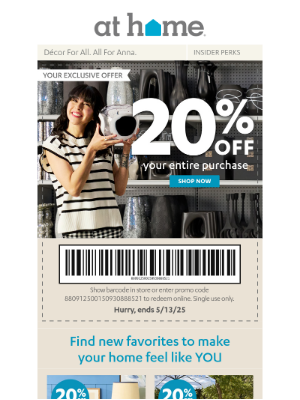 At Home - Anna, your 20% off coupon is almost gone! ⌛️