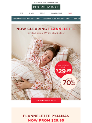 Bed Bath ’n’ Table (Australia) - Stock up for next year - Flannelette from $29.99