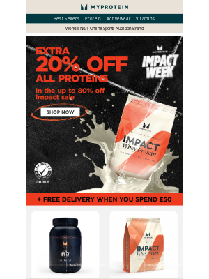 Myprotein (United Kingdom) - Extra 20% off ALL Proteins 📢