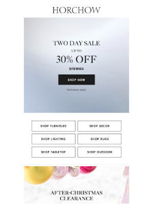 Horchow Mail Order - Two days only! Up to 30% off sitewide