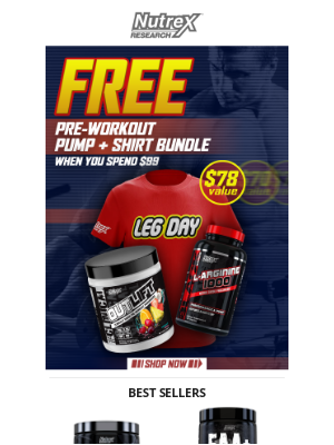 Nutrex Research - LAST CHANCE ➡️ FREE OUTLIFT, Shirt & Arginine with Purchase