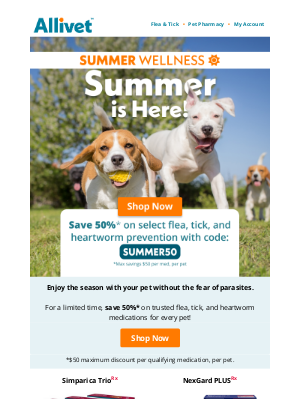 🚨50% Off Flea, Tick & Heartworm Meds