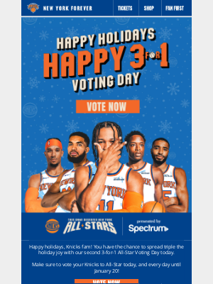 New York Knicks - Happy Holidays and Happy 3-for-1 Voting Day!