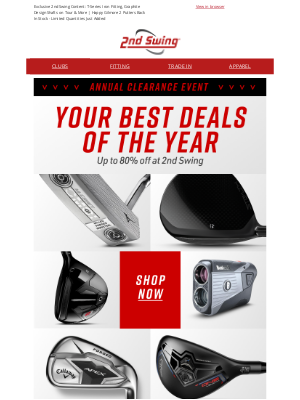 2nd Swing Golf - Shop the Best Deals of the Season ⛳ Up to 80% OFF During Our Annual Clearance Event + FREE Shipping