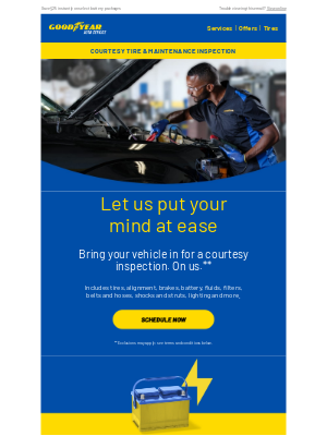 Goodyear Auto Service - Think your battery needs a check-up, Valued Customer?