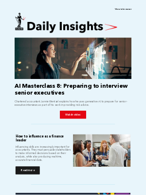 Institute of Chartered Accountants in England and Wales (United Kingdom) - AI Masterclass: interviewing senior executives | How to influence as a finance leader