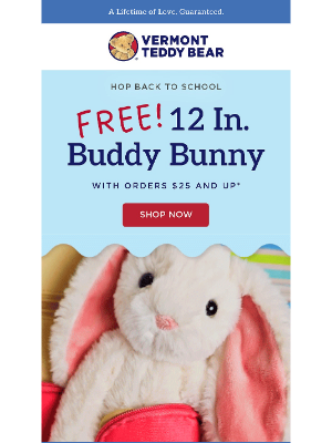 Vermont Teddy Bear - Hop Back to School with a FREE Bunny! 🐰🎒