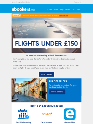 ebookers - Fly away for under £150