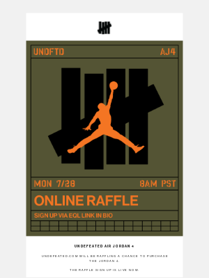 Undefeated - UNDEFEATED Air Jordan 4 Online Raffle