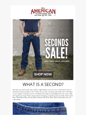 allamericanclothing - Seconds Sale - Save Up To 40% 🇺🇸