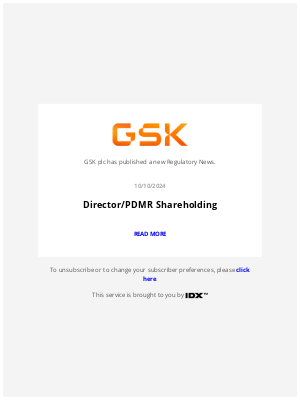 GSK - GlaxoSmithKline - GSK plc – Stock exchange announcement