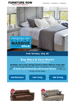 Furniture Row - 3 More Days of Special Purchases & Doorbusters