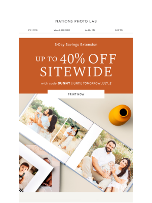 Nations Photo Lab - Extra Time: Up to 40% off sitewide‼️