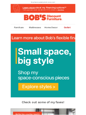 Bob's Discount Furniture - Small-space friendly and fab: trending syles ⚡️
