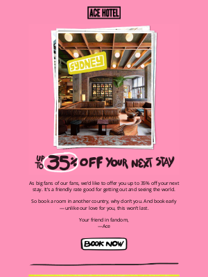 Ace Hotel - Fan to fan, take up to 35% off
