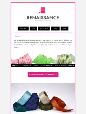 Renaissance Ribbons - Room to Make: Webbing Sale & New Arrivals