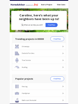 HomeAdvisor - Don't miss these trending projects in 00000
