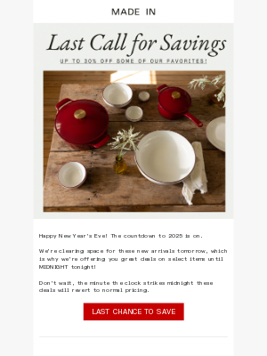 Made In Cookware - Last Call Overstocks End at Midnight