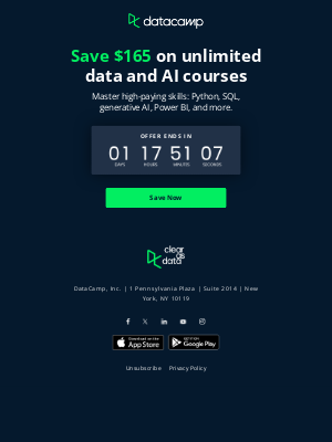 DataCamp - [$165 Off] Only hours left!