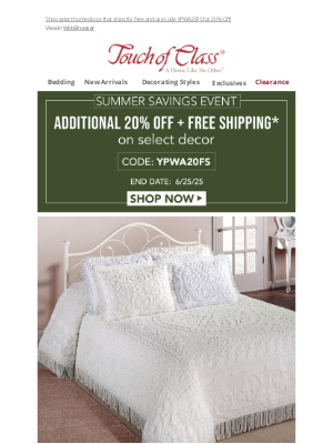 Touch of Class - Additional 20% Off + Free Shipping