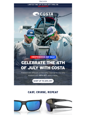 Costa Sunglasses - Celebrate this 4th with 20% OFF*