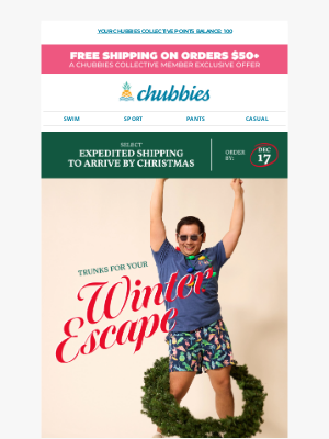 Chubbies - The ultimate winter vacation getaway gear 🏝️