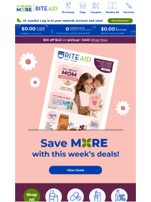 Rite Aid - 💐 $10 off, just in time to make mom’s day