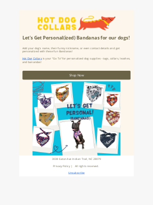 Hot Dog Collars - Let's Get Personal(ized) Bandanas!