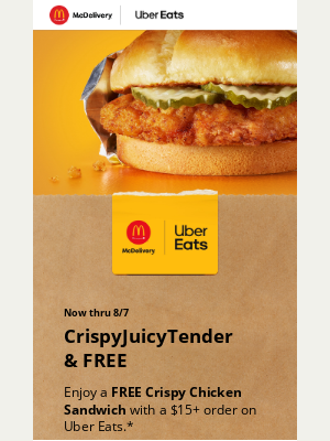 McDonald's - FREE Crispy Chicken Sandwich on Uber Eats 👀