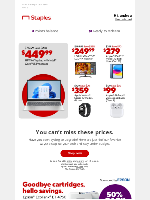 Staples - Under $280: ✅ iPad ✅ HP laptop ✅ LG monitor