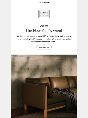 Design Within Reach - Last day! 20% off during the New Year’s Event