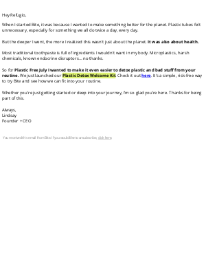 Bite Toothpaste Bits - A Note From Our Founder for Plastic Free July