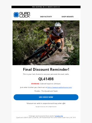 Quad Lock - Quad Lock Final Discount Reminder