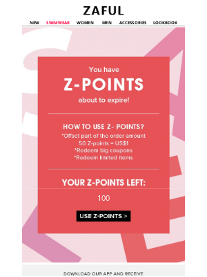 Zaful - You have 100 Z-Points about to expire!