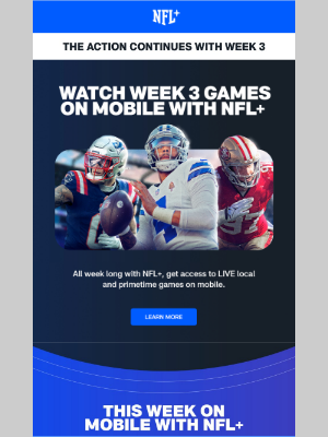 Los Angeles Chargers - Week 3 games available on mobile with NFL+