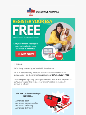 US Service Animals - Register Your ESA... FREE! 😁