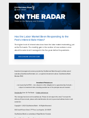 City National Bank - On the Radar: Has the Labor Market Been Responding to the Fed’s Interest Rate Hikes?